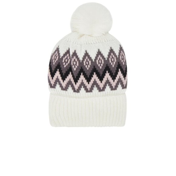 Hat Attack Fair Isle Beanie in Ivory Pink New Womens Winter Hat main image 6